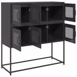 vidaXL Sideboard White 100.5x39x107 cm Cold-rolled Steel storage cabinet - black - Additional view 5