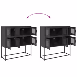 vidaXL Sideboard White 100.5x39x107 cm Cold-rolled Steel storage cabinet - black - Additional view 9