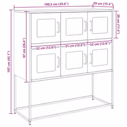 vidaXL Sideboard White 100.5x39x107 cm Cold-rolled Steel storage cabinet - anthracite - Additional view 3
