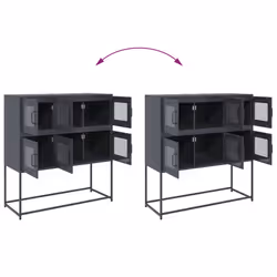 vidaXL Sideboard White 100.5x39x107 cm Cold-rolled Steel storage cabinet - anthracite - Additional view 9
