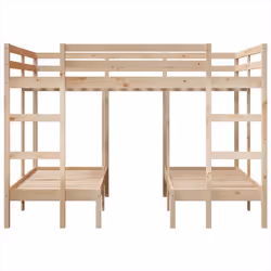 vidaXL Triple Bunk Bed Frame Kids Bed Base Mattress Foundation Solid Wood Pine - natural, 140 x 200/70 x 140 cm - Additional view 4