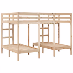vidaXL Triple Bunk Bed Frame Kids Bed Base Mattress Foundation Solid Wood Pine - natural, 140 x 200/70 x 140 cm - Additional view 6