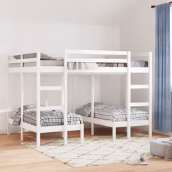 vidaXL Triple Bunk Bed Frame Kids Bed Base Mattress Foundation Solid Wood Pine - white, 140 x 200/70 x 140 cm - Additional view 2