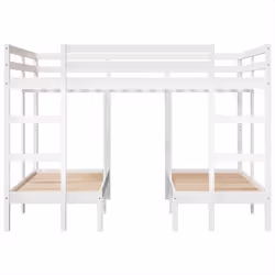vidaXL Triple Bunk Bed Frame Kids Bed Base Mattress Foundation Solid Wood Pine - white, 140 x 200/70 x 140 cm - Additional view 4