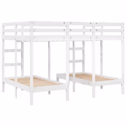 vidaXL Triple Bunk Bed Frame Kids Bed Base Mattress Foundation Solid Wood Pine - white, 140 x 200/70 x 140 cm - Additional view 6