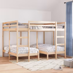 vidaXL Triple Bunk Bed Frame Kids Bed Base Mattress Foundation Solid Wood Pine - natural, 160 x 200/80 x 160 cm - Additional view 2