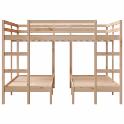 vidaXL Triple Bunk Bed Frame Kids Bed Base Mattress Foundation Solid Wood Pine - natural, 160 x 200/80 x 160 cm - Additional view 4