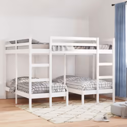vidaXL Triple Bunk Bed Frame Kids Bed Base Mattress Foundation Solid Wood Pine - white, 160 x 200/80 x 160 cm - Additional view 2