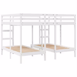vidaXL Triple Bunk Bed Frame Kids Bed Base Mattress Foundation Solid Wood Pine - white, 160 x 200/80 x 160 cm - Additional view 6
