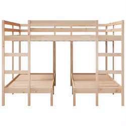 vidaXL Triple Bunk Bed Frame Kids Bed Base Mattress Foundation Solid Wood Pine - natural, 200 x 200/80 x 200 cm - Additional view 4