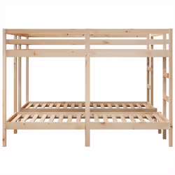 vidaXL Triple Bunk Bed Frame Kids Bed Base Mattress Foundation Solid Wood Pine - natural, 200 x 200/80 x 200 cm - Additional view 5