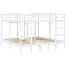 vidaXL Triple Bunk Bed Frame Kids Bed Base Mattress Foundation Solid Wood Pine - white, 200 x 200/80 x 200 cm