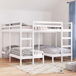 vidaXL Triple Bunk Bed Frame Kids Bed Base Mattress Foundation Solid Wood Pine - white, 200 x 200/80 x 200 cm - Additional view 2