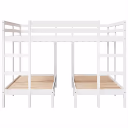 vidaXL Triple Bunk Bed Frame Kids Bed Base Mattress Foundation Solid Wood Pine - white, 200 x 200/80 x 200 cm - Additional view 4