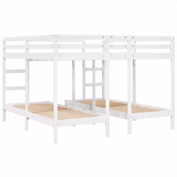 vidaXL Triple Bunk Bed Frame Kids Bed Base Mattress Foundation Solid Wood Pine - white, 200 x 200/80 x 200 cm - Additional view 6