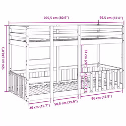 vidaXL Bunk Bed Loft Bed Kids Bed Frame Mattress Foundation Solid Wood Pine - white, 90 x 200 cm