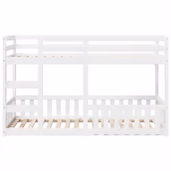 vidaXL Bunk Bed Loft Bed Kids Bed Frame Mattress Foundation Solid Wood Pine - white, 90 x 200 cm - Additional view 4