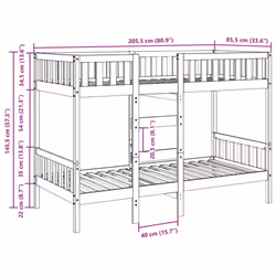 vidaXL Bunk Bed Loft Bed Kids Bed Frame Wax Solid Wood Pine - natural, 80 x 200 cm