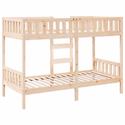 vidaXL Bunk Bed Loft Bed Kids Bed Frame Wax Solid Wood Pine - natural, 90 x 190 cm