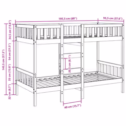 vidaXL Bunk Bed Loft Bed Kids Bed Frame Wax Solid Wood Pine - natural, 90 x 190 cm
