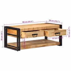 vidaXL Coffee Table 90x50x38 cm Solid Rough Wood Mango side table - Solid rough mango wood
