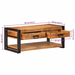 vidaXL Coffee Table 90x50x38 cm Solid Rough Wood Mango side table - Solid acacia wood