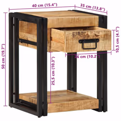 vidaXL Bedside Cabinets 2 pcs 40x35x50 cm Solid Rough Wood Mango bedside table - 1 pcs