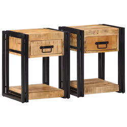 vidaXL Bedside Cabinets 2 pcs 40x35x50 cm Solid Rough Wood Mango bedside table - 2 pcs