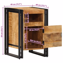 vidaXL Bedside Cabinet 40x40x59 cm Solid Wood Reclaimed bedside table - Solid rough mango wood