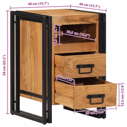 vidaXL Bedside Cabinet 40x40x59 cm Solid Wood Reclaimed bedside table - Solid acacia wood