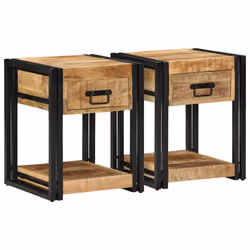 vidaXL Bedside Cabinet 40x40x50 cm Solid Rough Wood Mango bedside table - 2 pcs