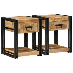 vidaXL Bedside Cabinet 40x40x50 cm Solid Rough Wood Mango bedside table - 2 pcs