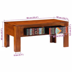 vidaXL Coffee Table 90x50x40 cm Solid Wood Acacia side table living room table - Additional view 8