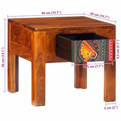 vidaXL Bedside Cabinet 2 pcs 40x40x36 cm Solid Wood Acacia bedside table - 40 x 40 x 36 cm/ 2 pcs - Additional view 8