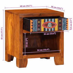 vidaXL Bedside Cabinet 2 pcs 40x40x36 cm Solid Wood Acacia bedside table - 40 x 35 x 45 cm/ 1 pcs