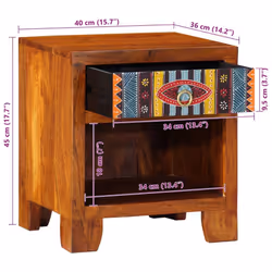 vidaXL Bedside Cabinet 2 pcs 40x40x36 cm Solid Wood Acacia bedside table - 40 x 35 x 45 cm/ 2 pcs - Additional view 5