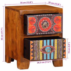 vidaXL Bedside Cabinet 35x35x45 cm Solid Wood Acacia bedside table nightstand - 1 pcs - Additional view 8