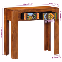 vidaXL Console Table 80x35x75 cm Solid Wood Acacia sofa table hallway table - Additional view 8
