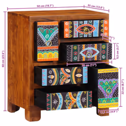 vidaXL Sideboard Multicolour 50x35x60 Solid Wood Acacia cabinet cupboard