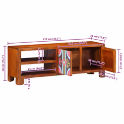vidaXL TV Cabinet Multicolour 110x30x40 Solid Wood Acacia TV stand