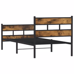 vidaXL Metal Bed Frame without Mattress Bed Base Smoked Oak 90x190 cm Single - Additional view 5