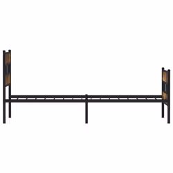 vidaXL Metal Bed Frame without Mattress Home Bed Base Smoked Oak 90x200 cm - Additional view 4