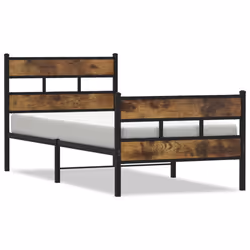 vidaXL Metal Bed Frame without Mattress Home Bed Base Smoked Oak 100x200 cm