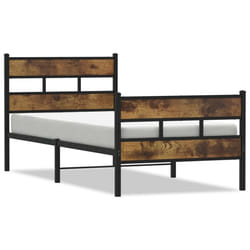 vidaXL Metal Bed Frame without Mattress Home Bed Base Smoked Oak 100x200 cm