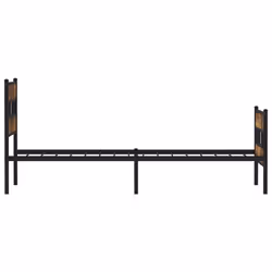 vidaXL Metal Bed Frame without Mattress Home Bed Base Smoked Oak 107x203 cm - Additional view 4