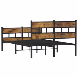 vidaXL Metal Bed Frame without Mattress Home Bed Base Smoked Oak 120x200 cm - Additional view 5