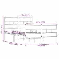 vidaXL Metal Bed Frame without Mattress Home Bed Base Smoked Oak 120x200 cm - Additional view 8