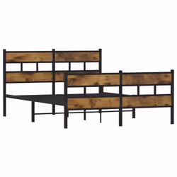vidaXL Metal Bed Frame without Mattress Home Bed Base Smoked Oak 140x200 cm