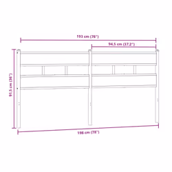 VidaXL 4017139 headboard/footboard Black, Oak - Additional view 6