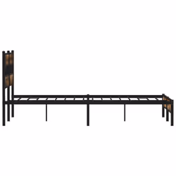 vidaXL Metal Bed Frame without Mattress Bed Base Bedstead Entertainment Centre - smoked oak, 160 x 200 cm/ with headboard & low footboard - Additional view 4